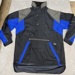 Vintage Fera Skiwear Jacket Mens Small Black Blue Colorblock Ski Pullover 90s